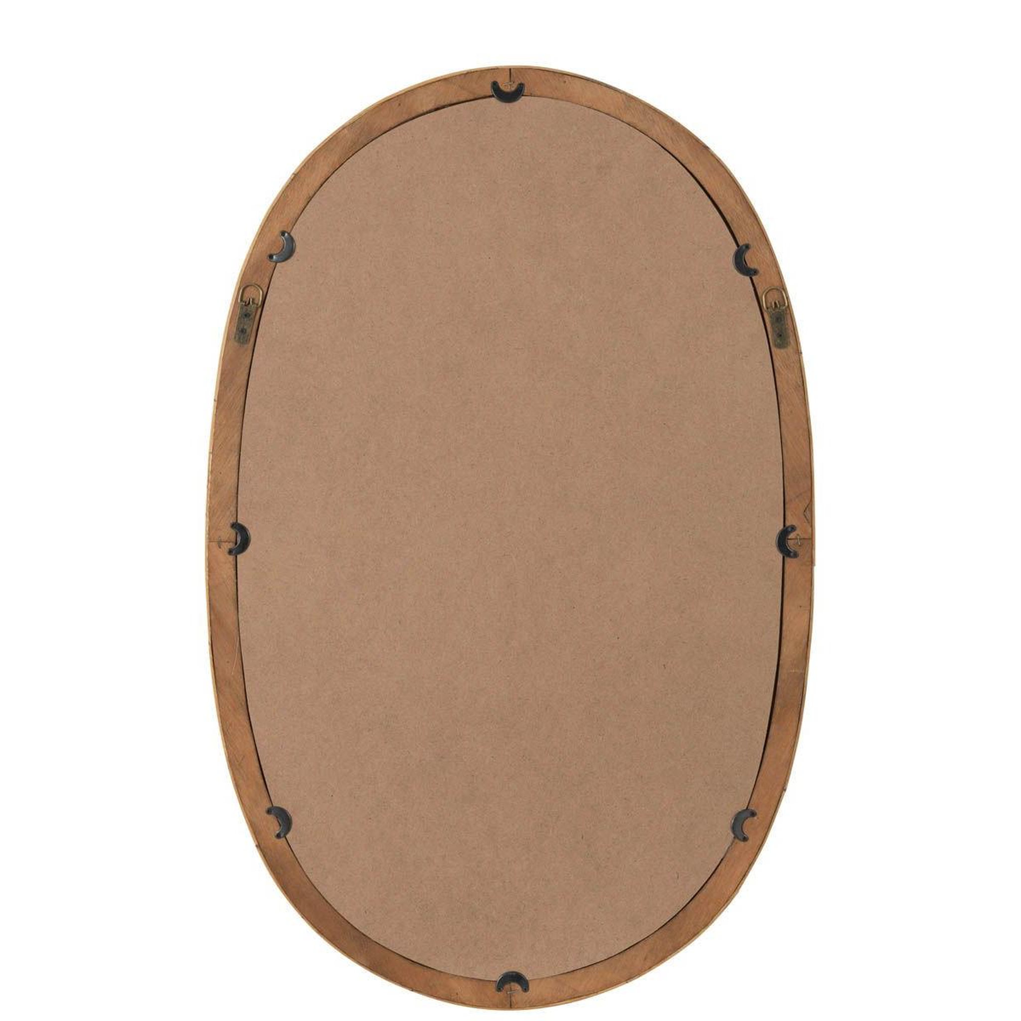 Voir la diapositive 2 : J-LINE Miroir mural ovale en rotin  avocado  95cm naturel