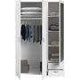 Voir la diapositive 4 : PARISOT Chambre complete adulte ZODIAC : Lit 140x190 avec tiroir + Armoire 3 portes et 2 tiroirs + 2 chevets - Décor Blanc - PARISOT