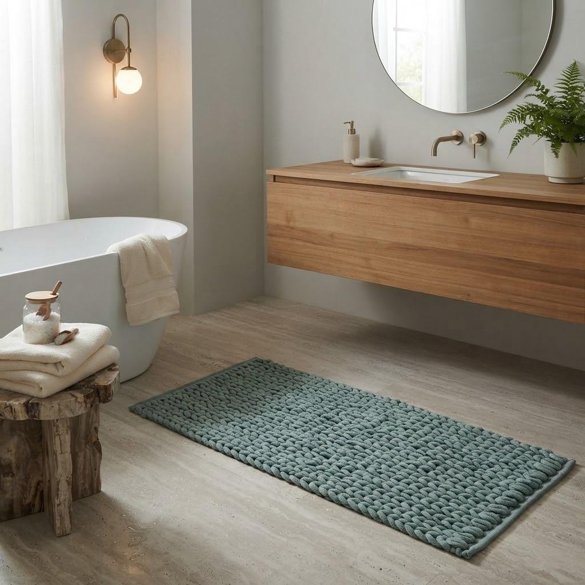 Voir la diapositive 2 : Eden Tapis de bain épais tressé design et moderne