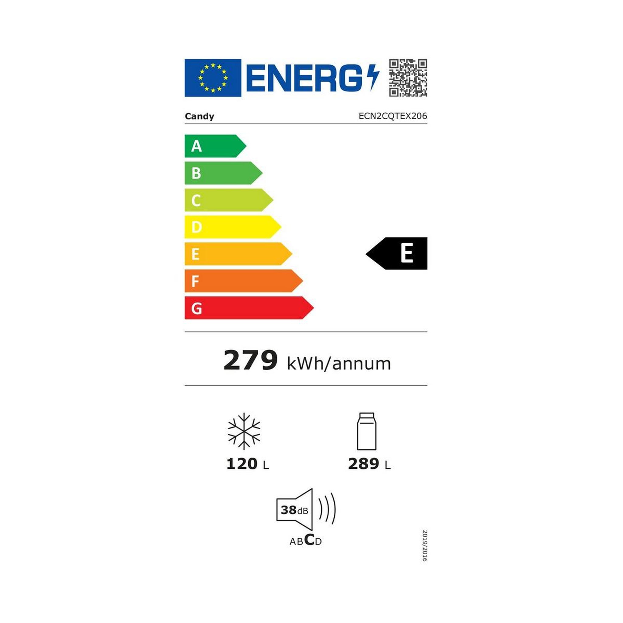 Voir la diapositive 2 : Candy Réfrigérateur combiné 60cm 409l nofrost - ecn2cqtex206