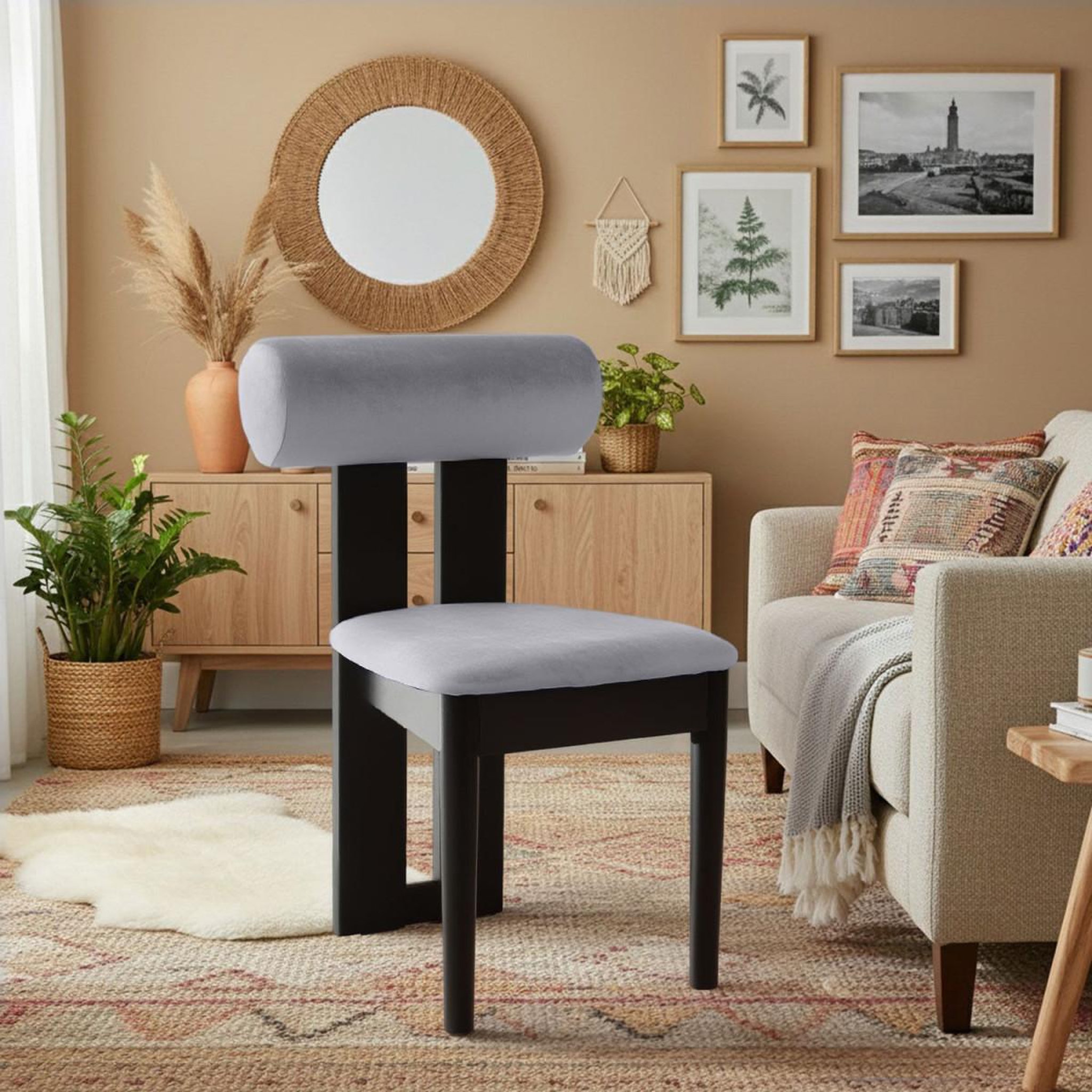 Voir la diapositive 6 : Paris Prix Chaise design en velours  jasper  79cm gris & noir