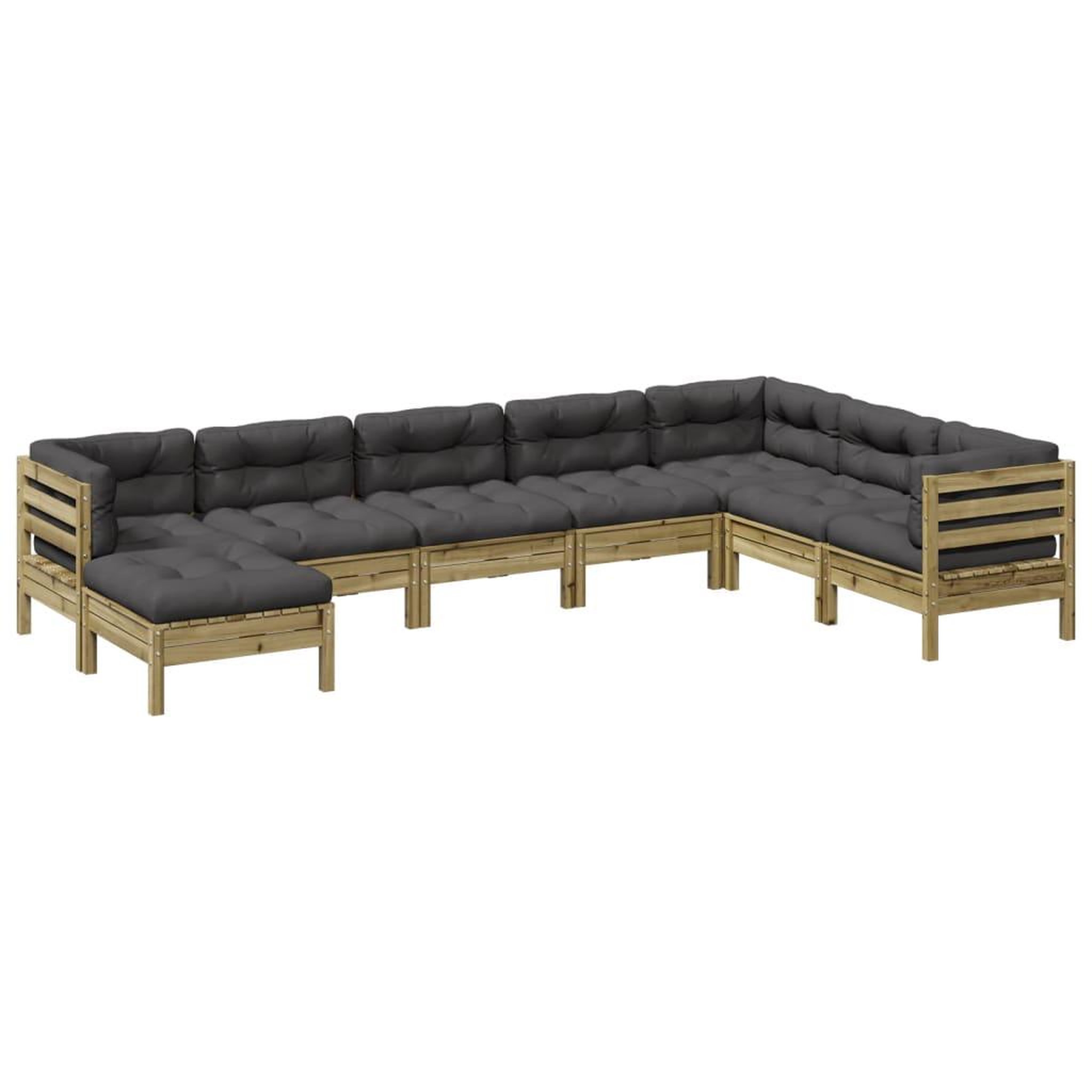 VIDAXL Salon de jardin 8 pcs avec coussins bois de pin impregne
