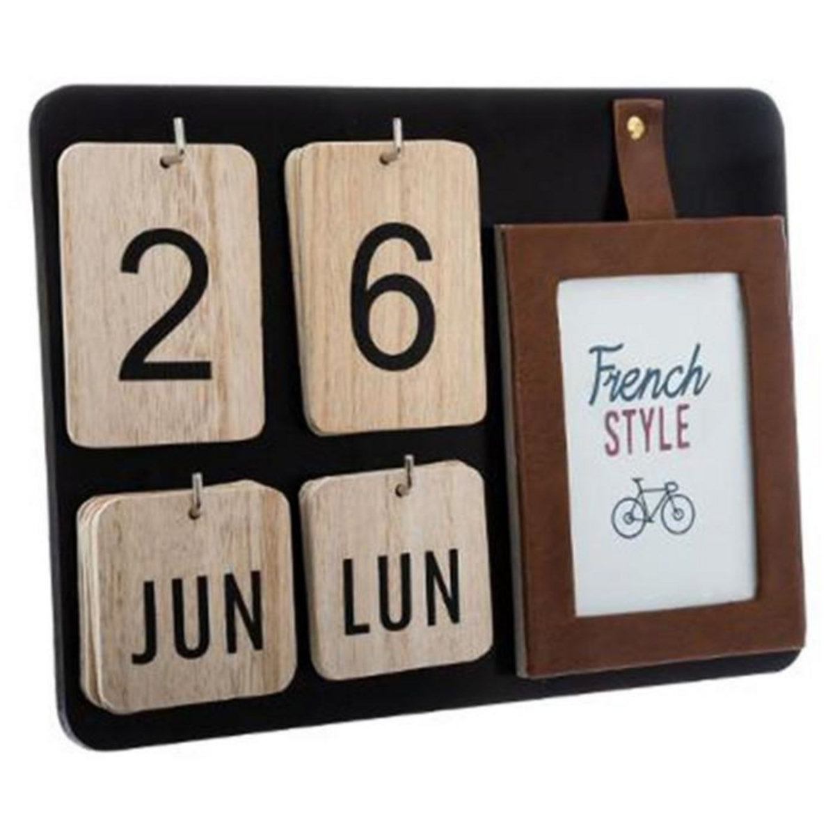 ATMOSPHERA Cadre Décoratif  Calendrier  30cm Naturel & Noir