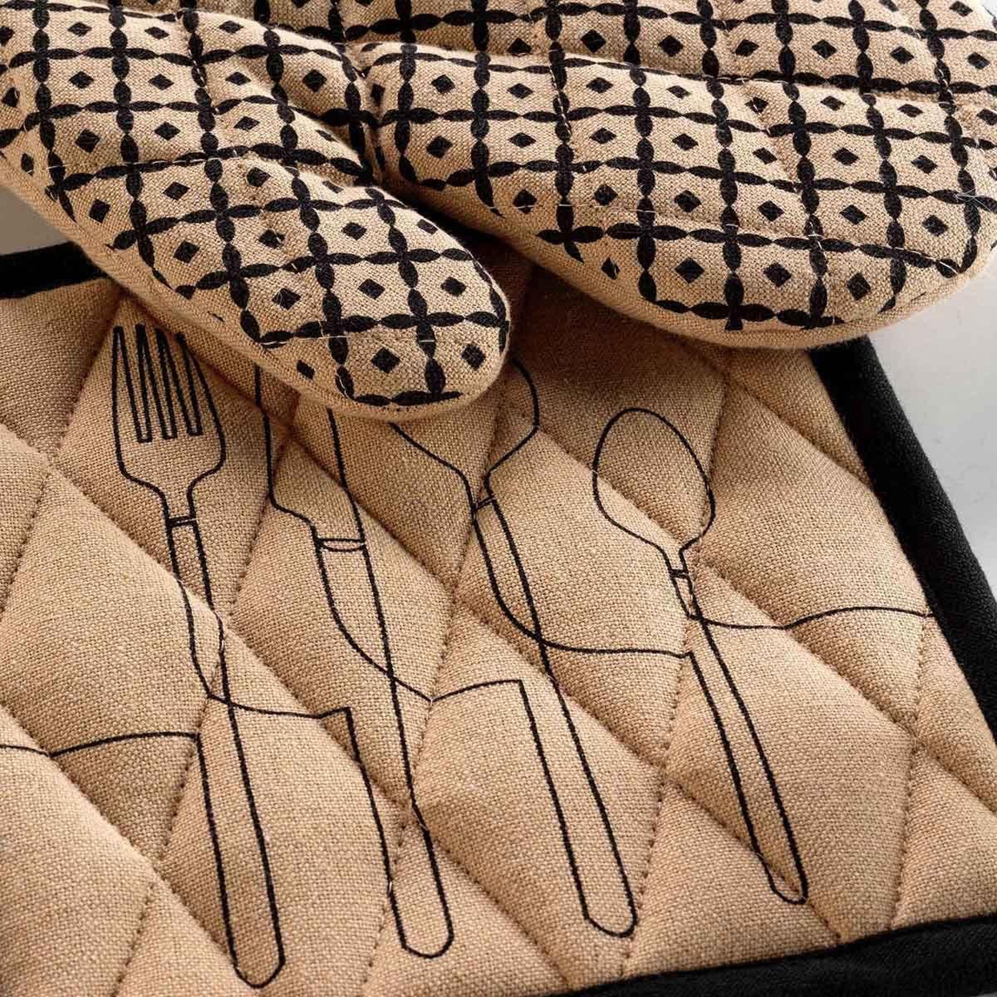Voir la diapositive 2 : Douceur d'Intérieur Gant & manique coton  cuisiline  28cm beige