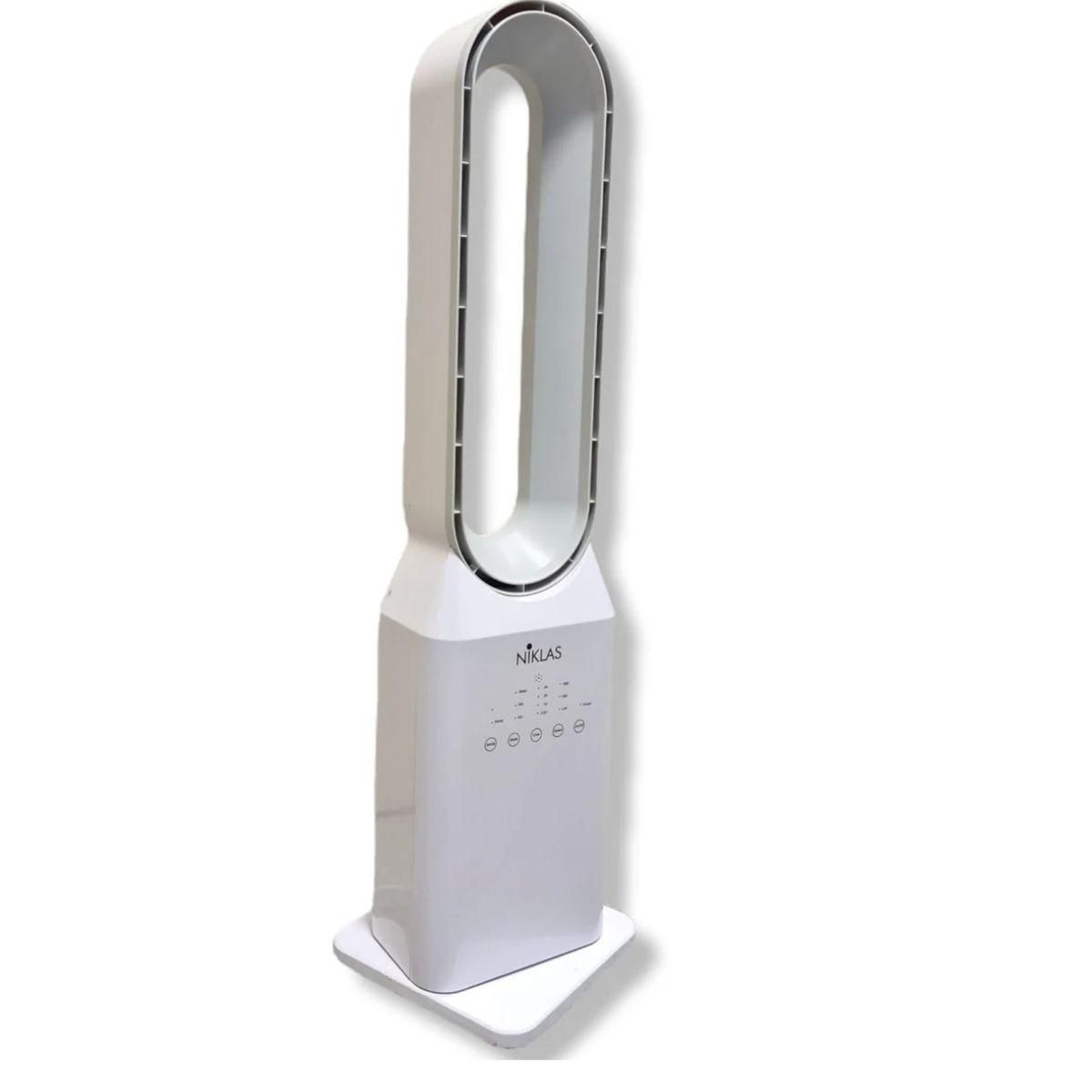 NIKLAS Ventilateur à Télécommande 50W - Ventilateur Sans Pales Colonne 3 Vitesses avec Minuterie 7h Design Blanc NIKLAS