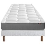 IDLITERIE Ensemble matelas mémoire de forme MAM AZUR avec sommier - confort français. Coloris disponibles : Bleu, Gris, Noir, Vert, Blanc