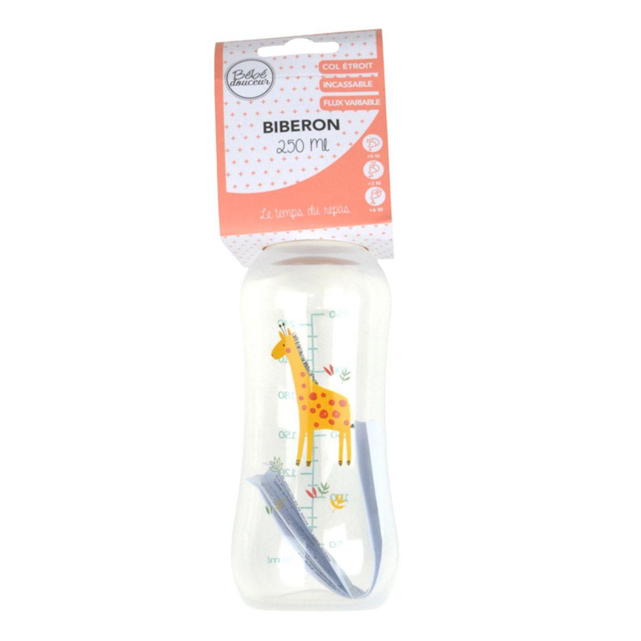 Voir la diapositive 3 : BEBE DOUCEUR Biberon pour Bébé Girafe  Sweet Savane  250ml Jaune