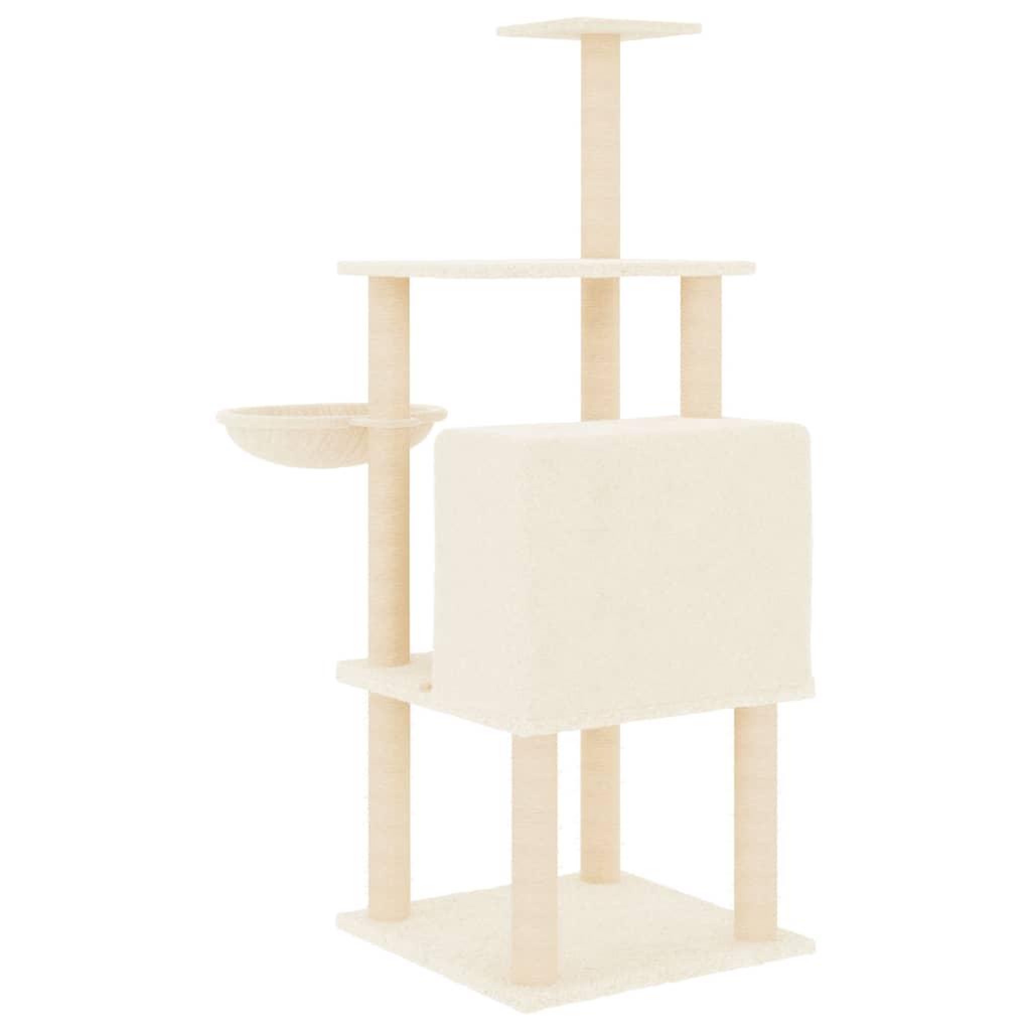 Voir la diapositive 5 : VIDAXL Arbre a chat avec griffoirs en sisal creme 132 cm