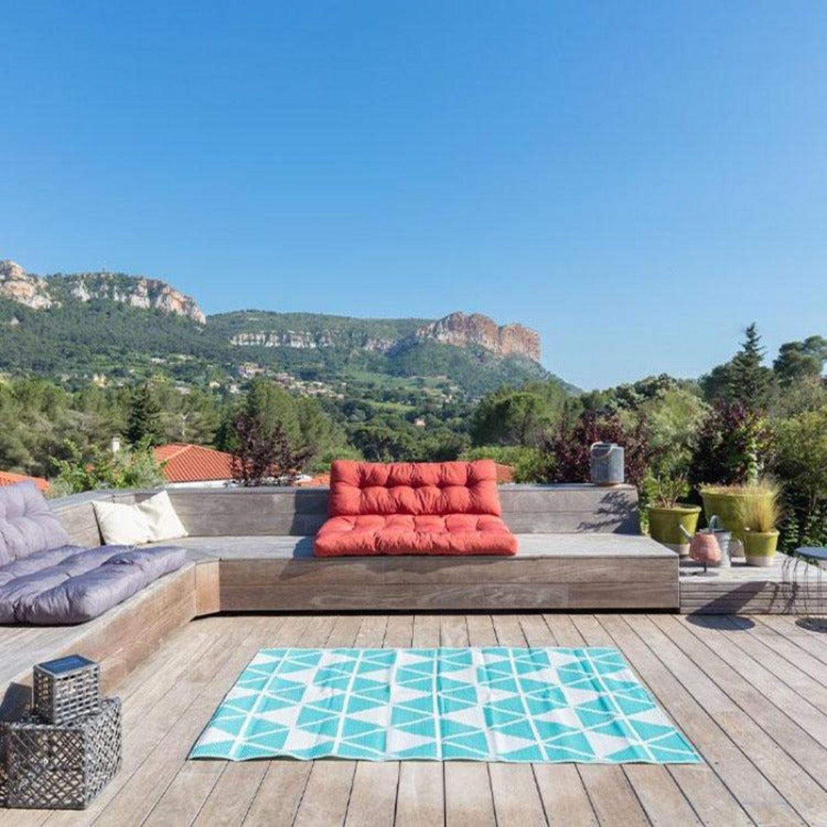 RED DECO Tapis d'extérieur réversible GALAPAGOS Bleu  180x120cm