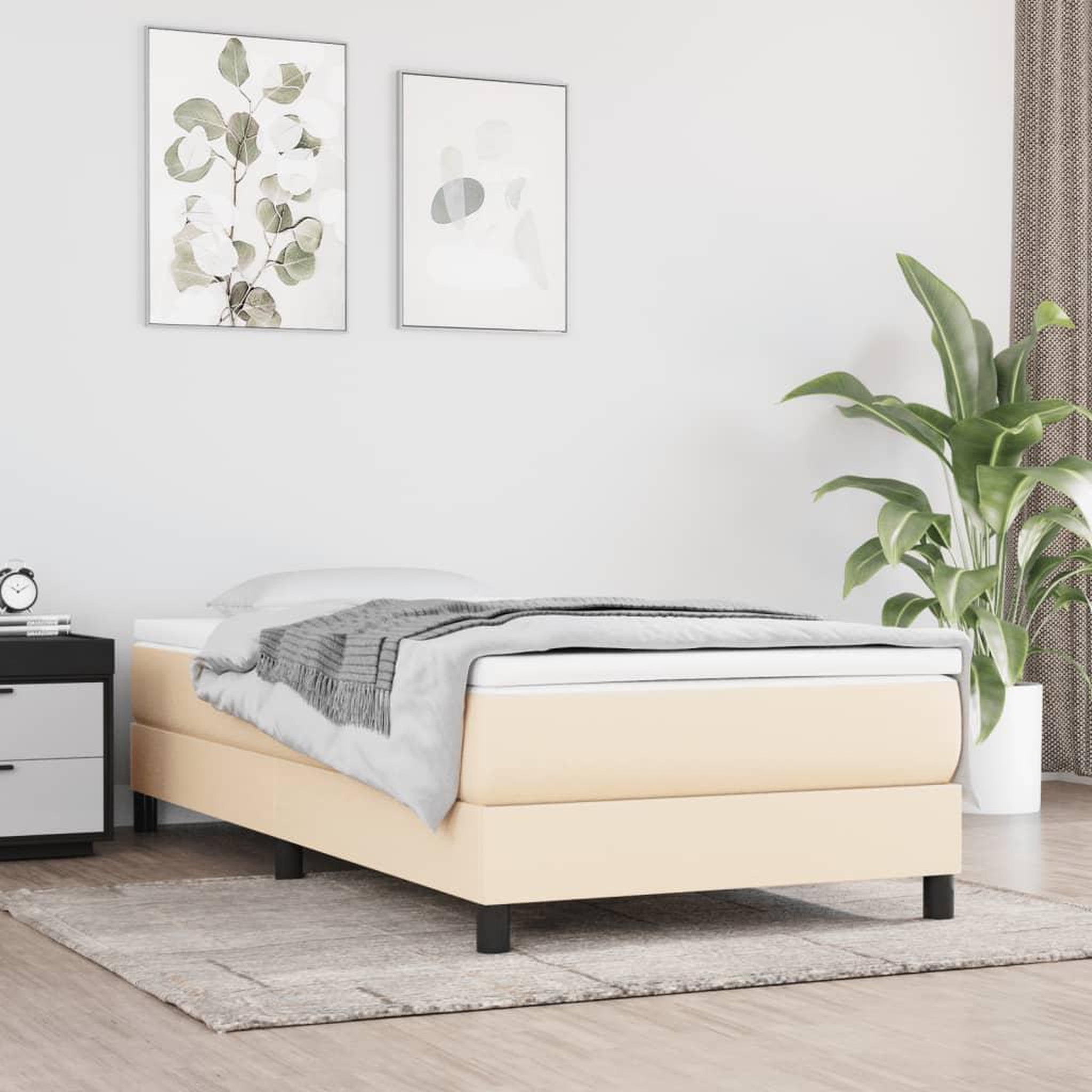 Voir la diapositive 1 : VIDAXL Sommier a lattes de lit avec matelas Creme 80x200 cm Tissu