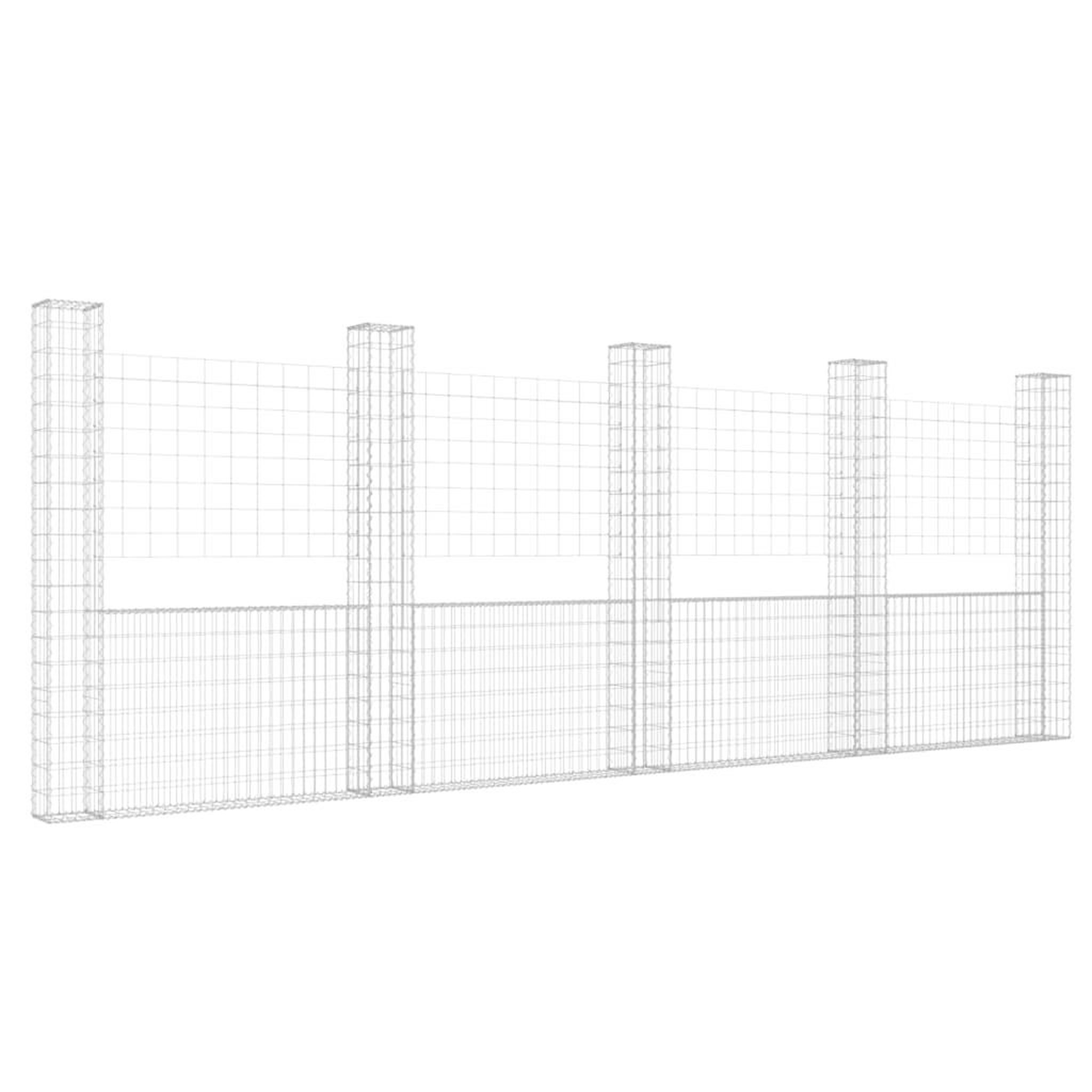 Voir la diapositive 2 : VIDAXL Panier de gabion en forme de U avec 5 poteaux Fer 500x20x200 cm