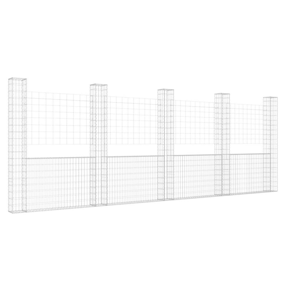 VIDAXL Panier de gabion en forme de U avec 5 poteaux Fer 500x20x200 cm