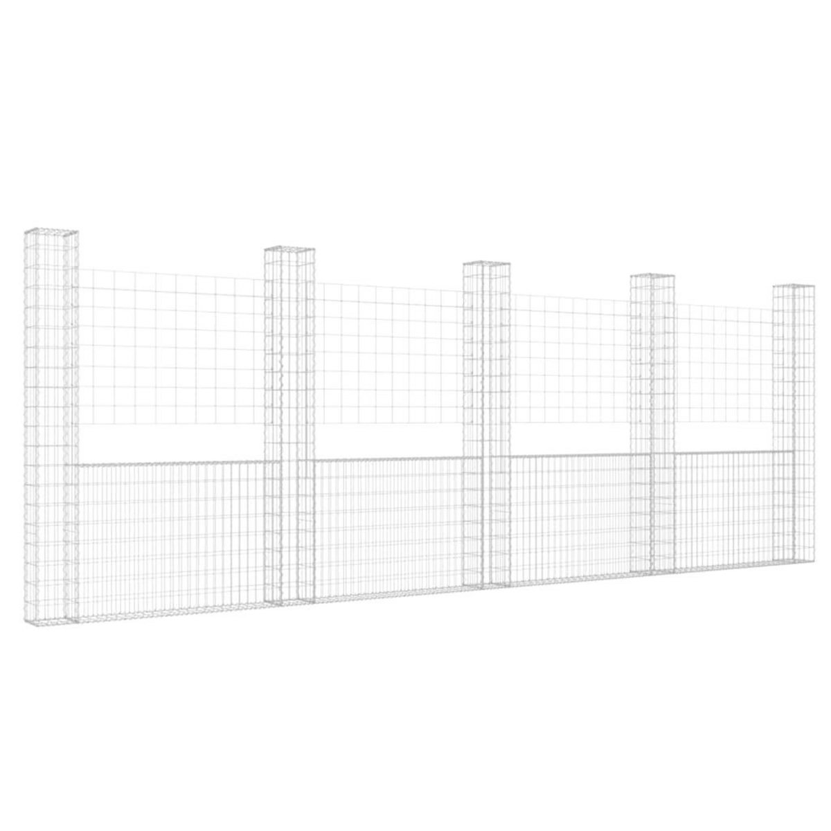 VIDAXL Panier de gabion en forme de U avec 5 poteaux Fer 500x20x200 cm