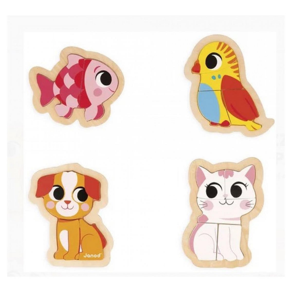 Juratoys-Janod Animaux de compagnie 4 Puzzles evolutifs