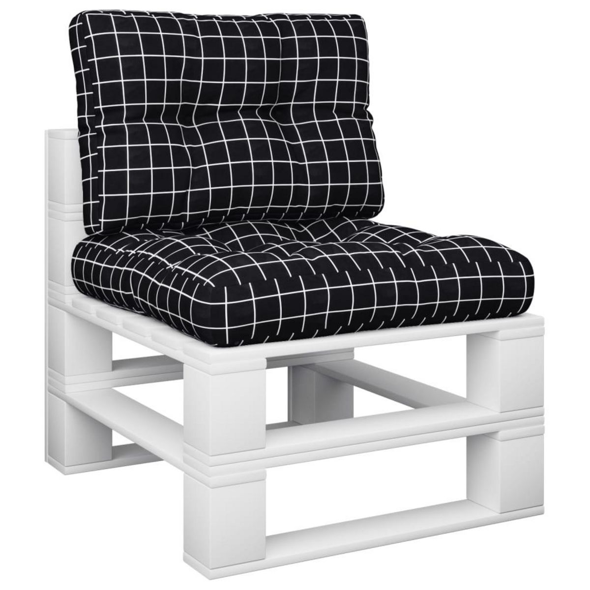 VIDAXL Coussins de palette lot de 2 motif a carreaux noir tissu