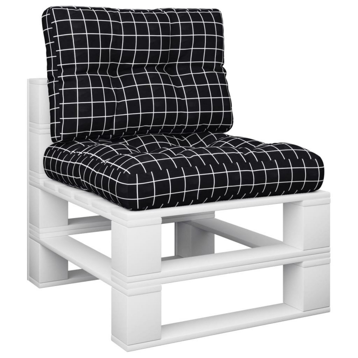 VIDAXL Coussins de palette lot de 2 motif a carreaux noir tissu