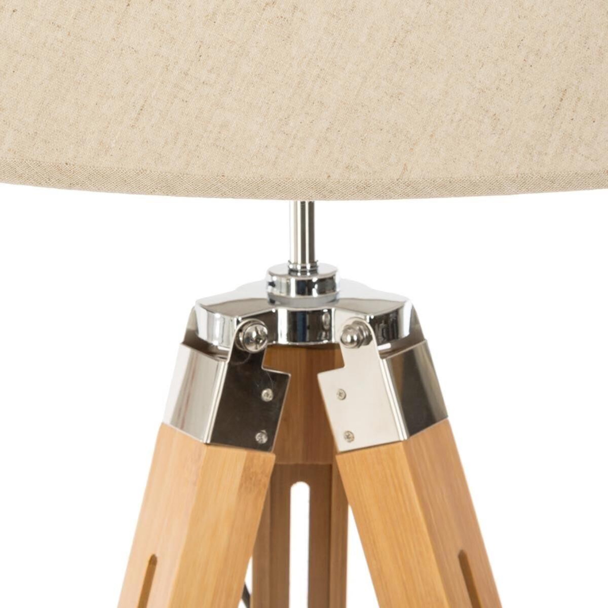 Voir la diapositive 2 : ATMOSPHERA Lampadaire trépied bois  runo  145cm beige