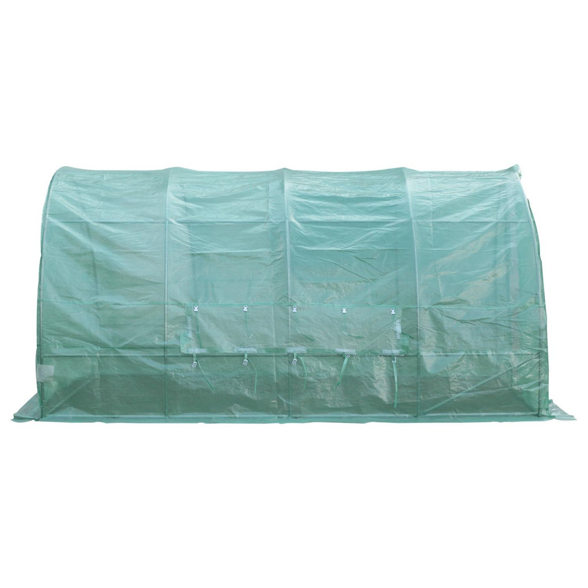 OUTSUNNY Serre de jardin tunnel 12 m² 4L x 3l x 2H m acier galvanisé renforcé diamètre 2,5 cm + PE haute densité fenêtres porte vert