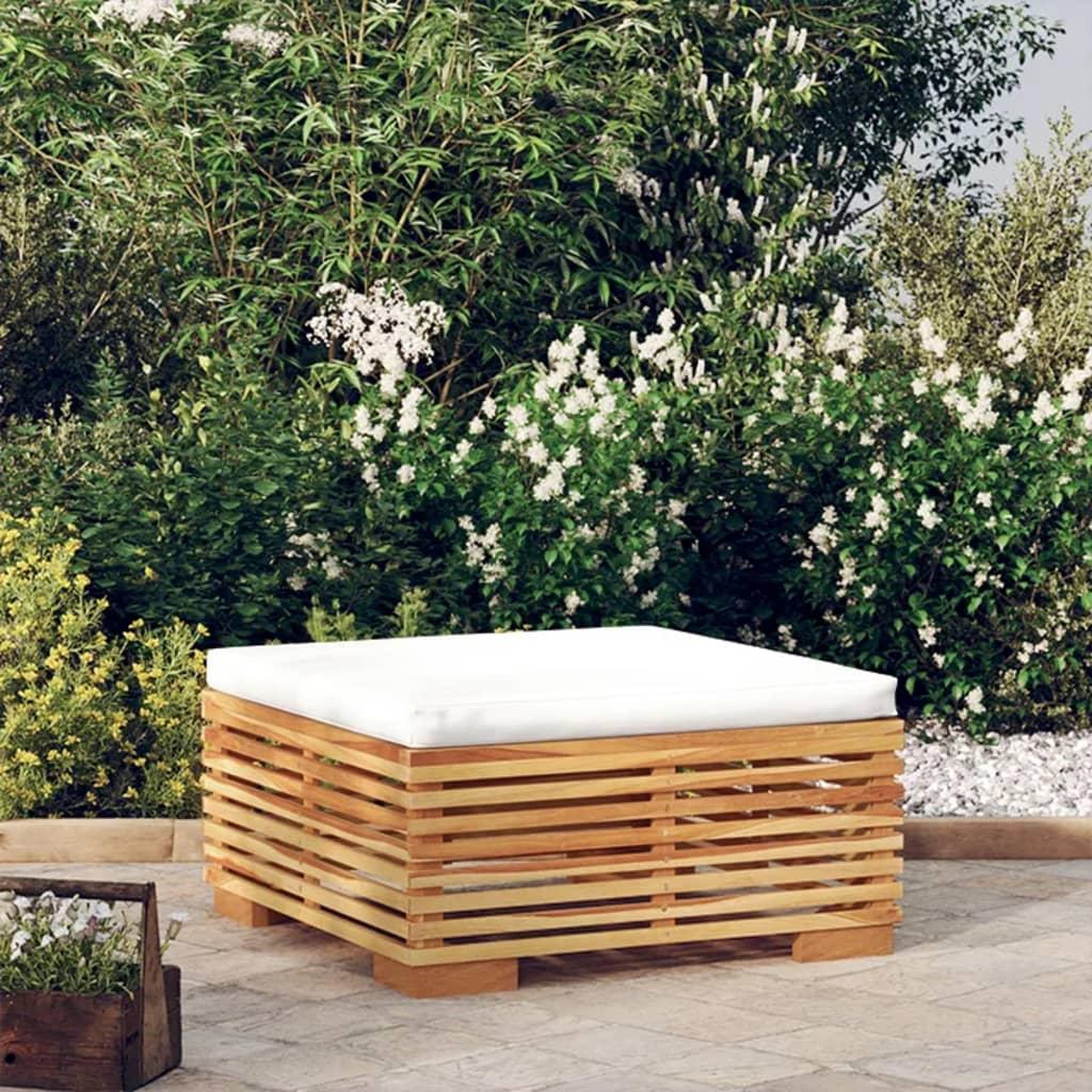 VIDAXL Repose-pied de jardin avec coussin creme Bois de teck massif