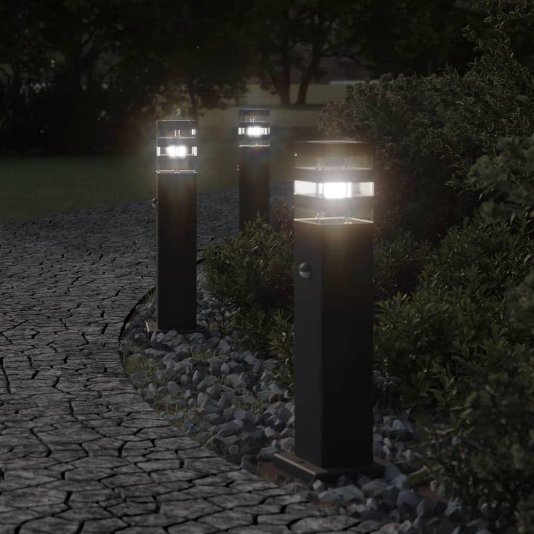 VIDAXL Lampadaire d'exterieur avec capteur noir 50 cm aluminium
