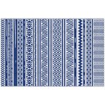 OUTSUNNY Tapis extérieur style graphique - tapis réversible - dim. 2,74L x 1,82l m, ép. 3 mm - PP haute densité 310 g/m² bleu blanc