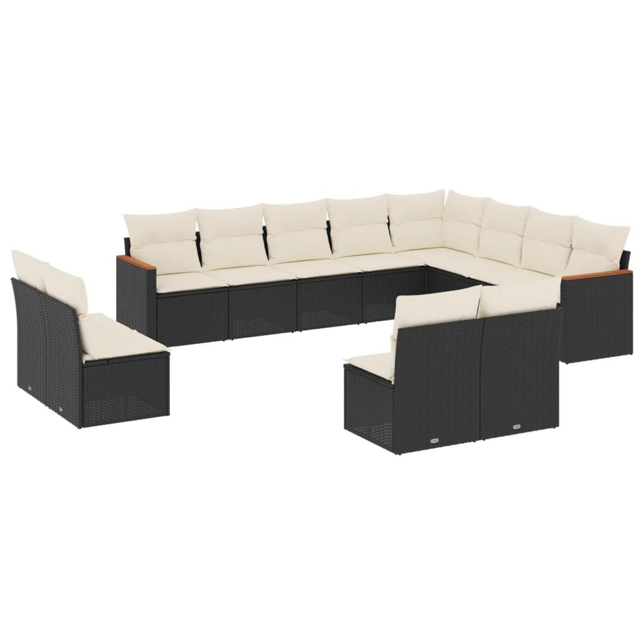 Voir la diapositive 2 : VIDAXL Salon de jardin 12 pcs avec coussins noir resine tressee