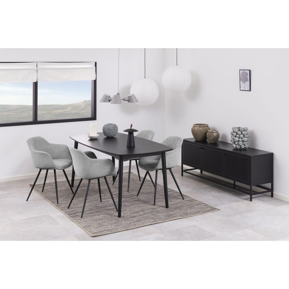 TOILINUX Buffet avec 4 niches de rangement fermées par 3 portes - Noir