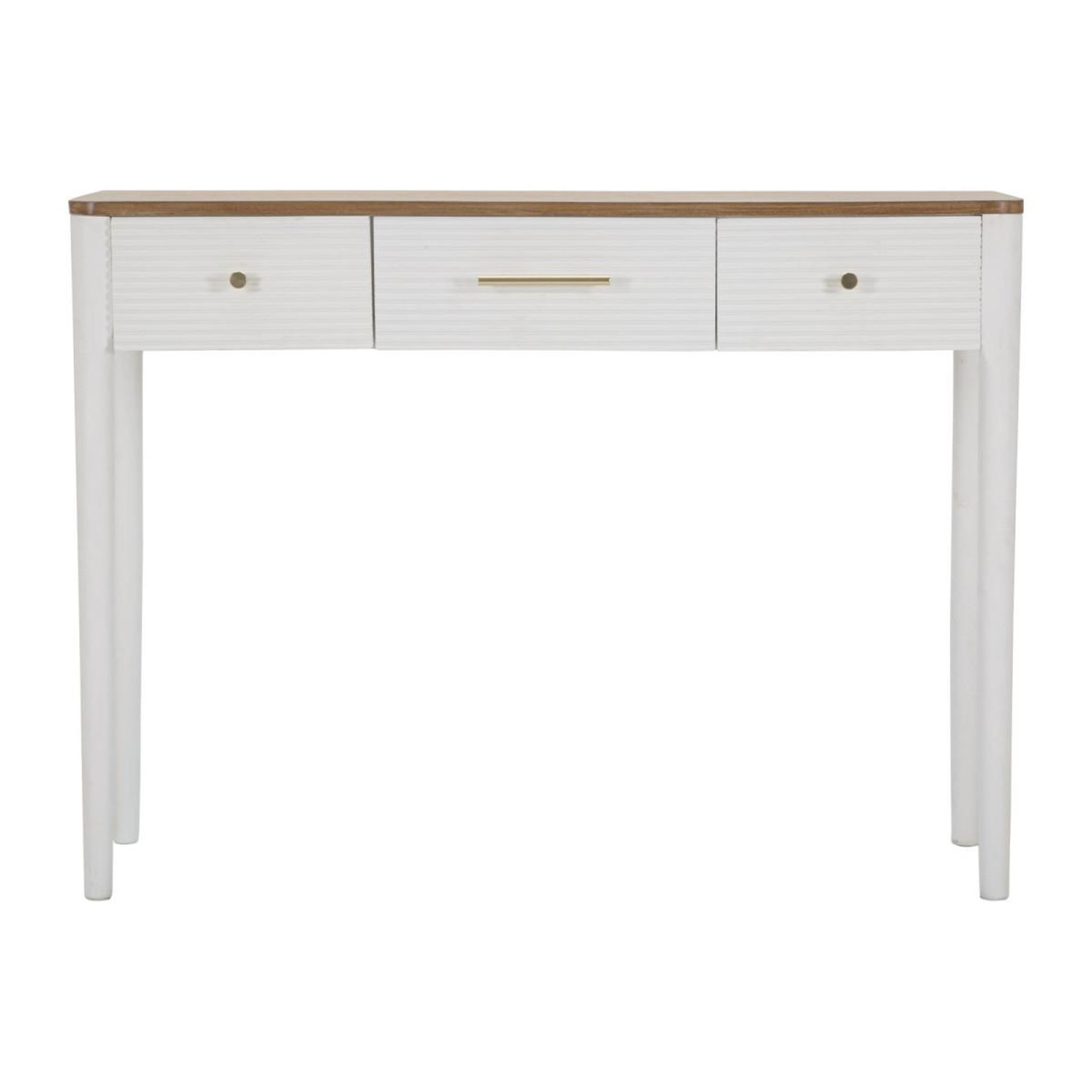 Voir la diapositive 5 : Paris Prix Console en bois 3 tiroirs  matera  107cm blanc & naturel