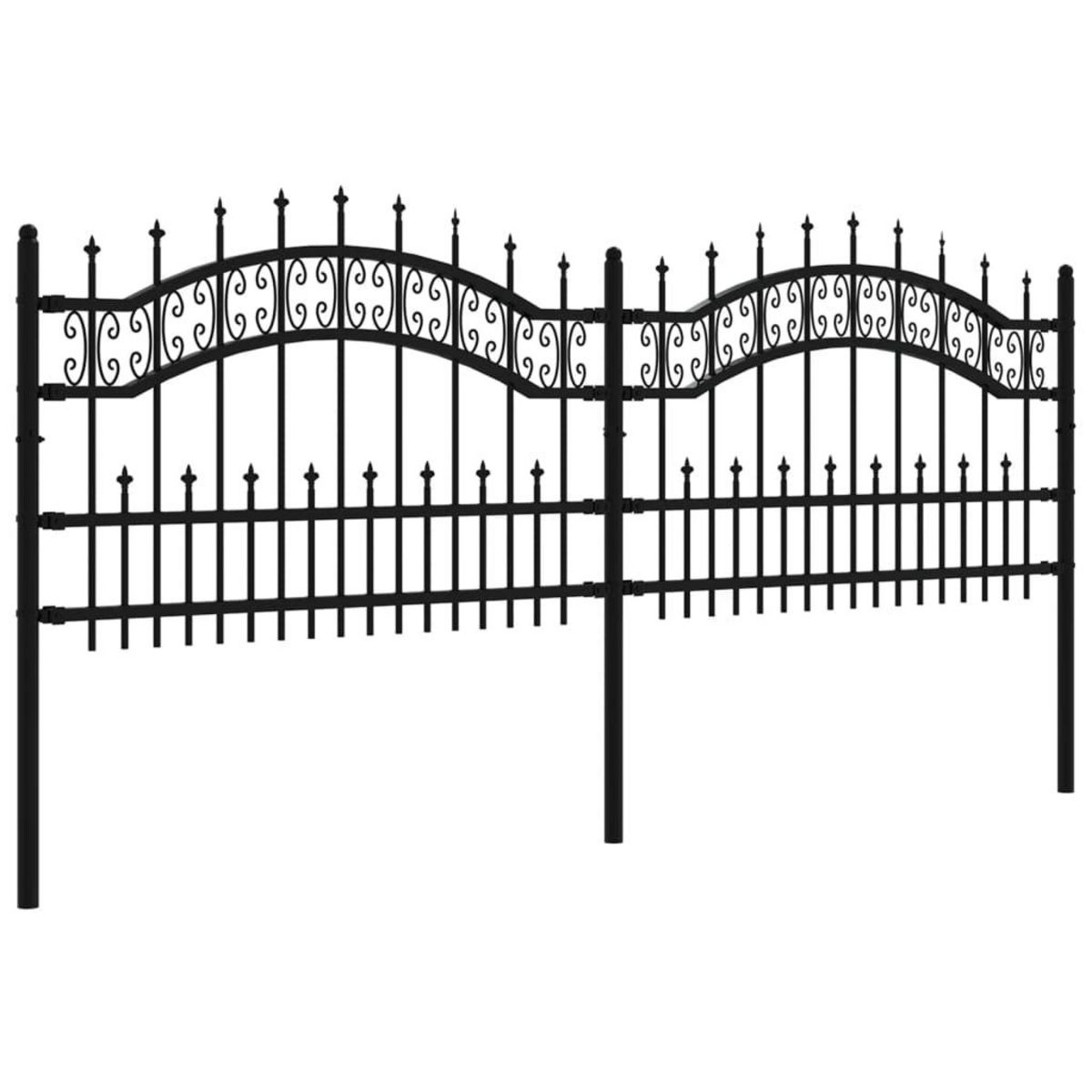 VIDAXL Cloture de jardin avec sommet de lance Noir 115 cm