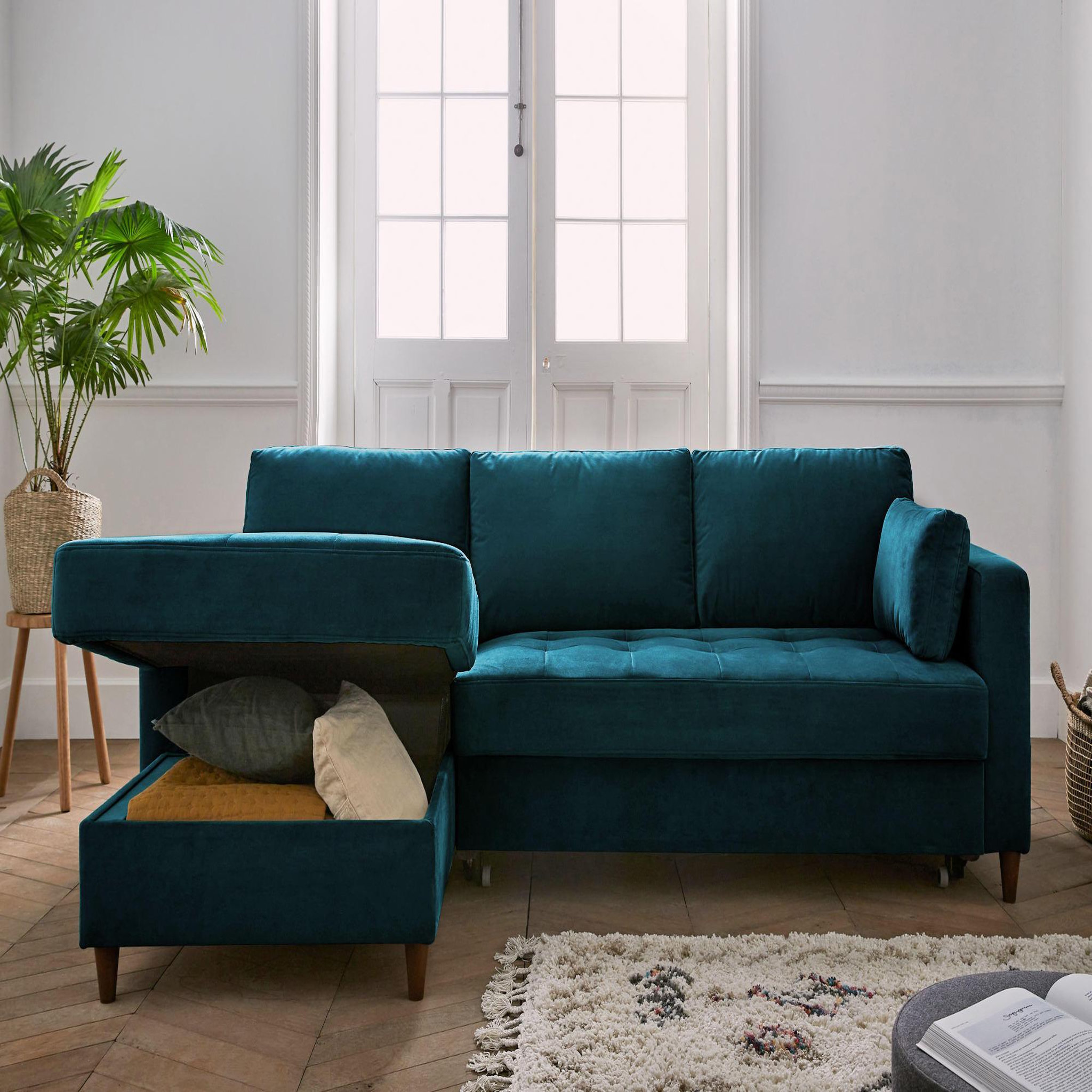 Voir la diapositive 4 : LISA DESIGN Anna - canapé d'angle gauche - 4 places - convertible avec coffre - en velours