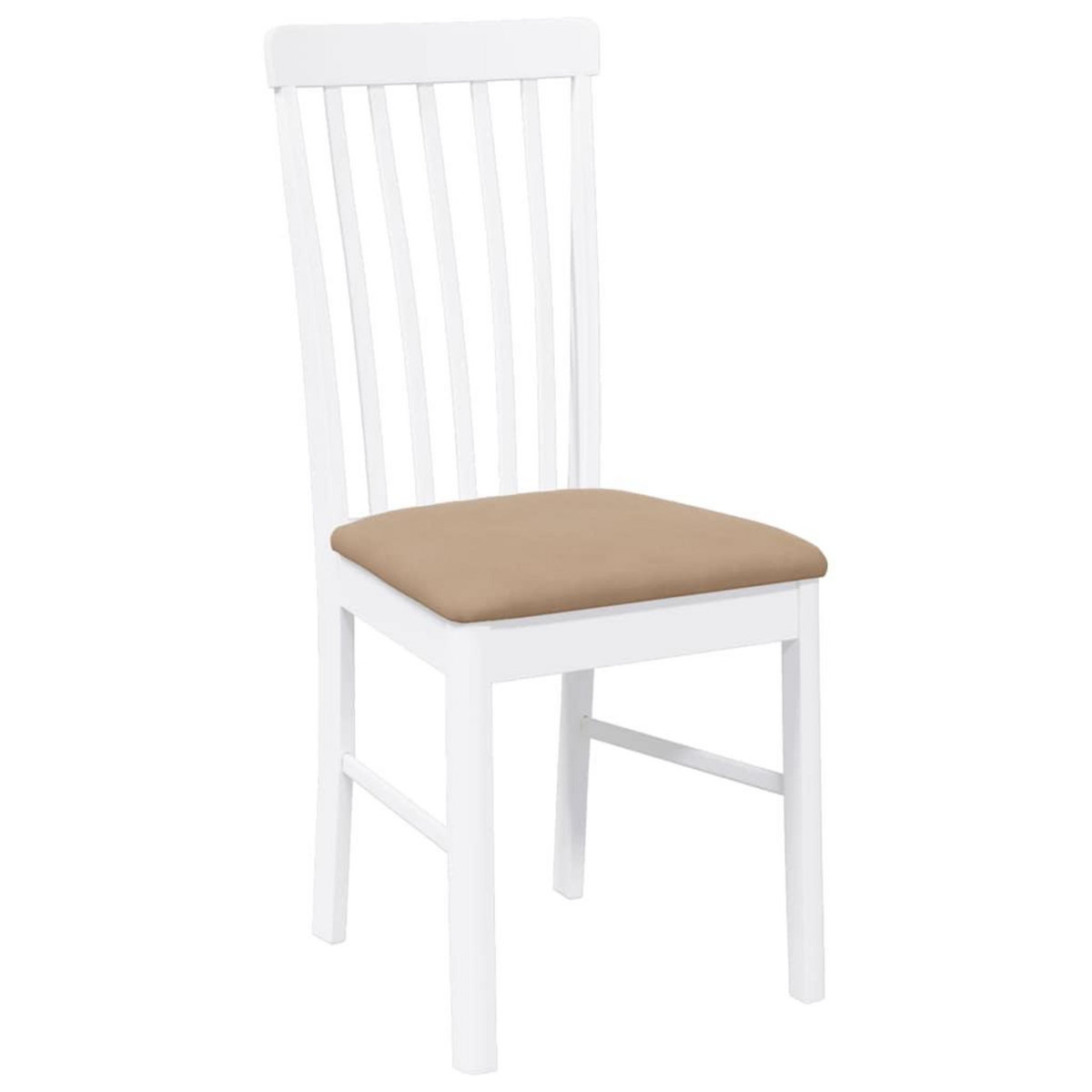 VIDAXL Chaises a manger coussins 2 pcs blanc bois massif caoutchouc