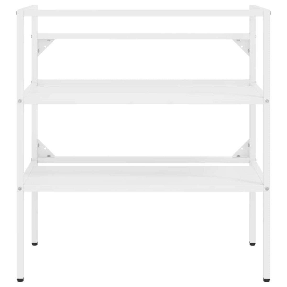 VIDAXL Cadre de lavabo de salle de bain vasque a encastrer Blanc Fer