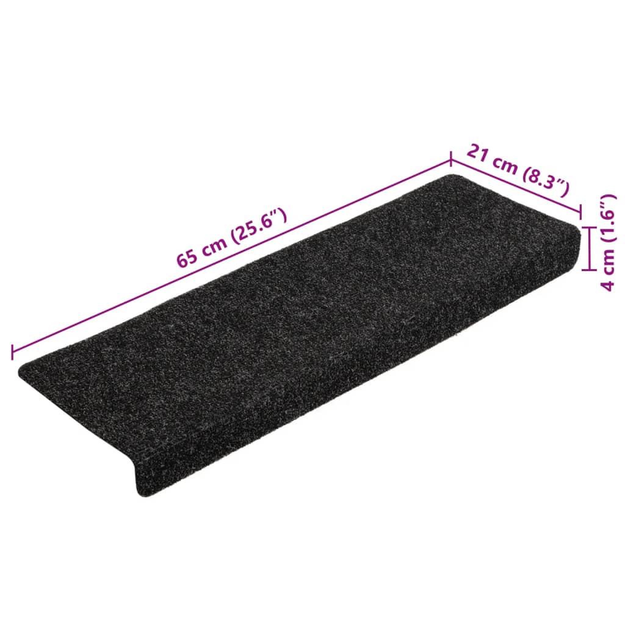Voir la diapositive 6 : VIDAXL Tapis de marches d'escalier 5 pcs Noir 65x21x4 cm Aiguillete