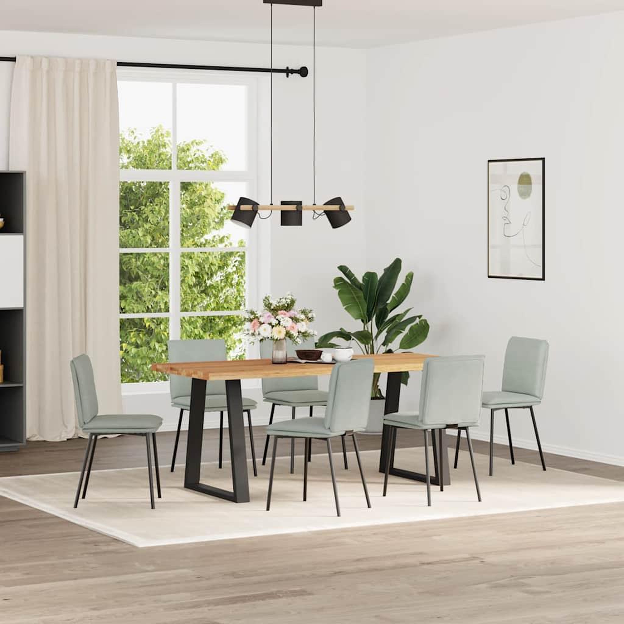 VIDAXL Chaises a manger lot de 6 gris clair velours