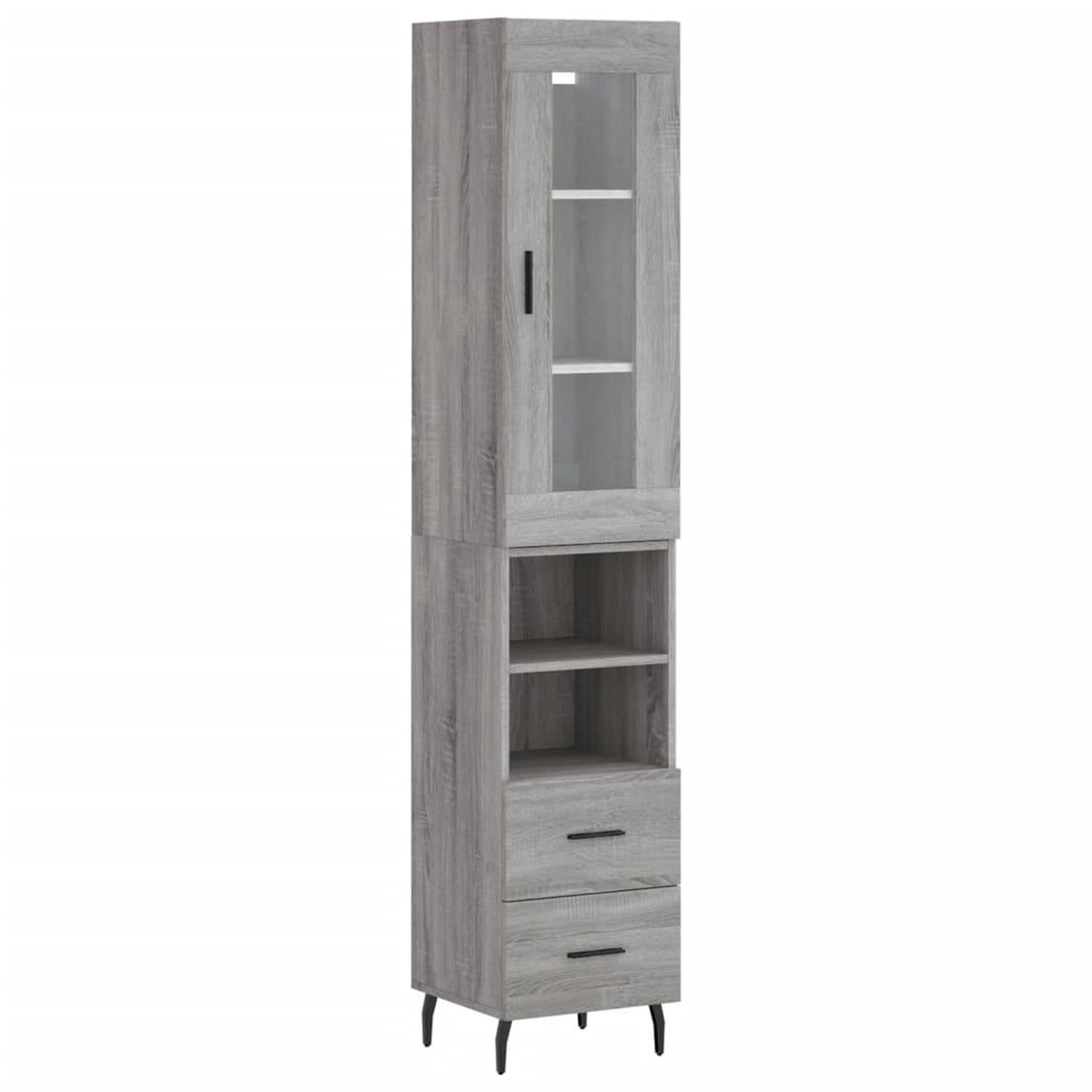 Voir la diapositive 2 : VIDAXL Buffet haut Sonoma gris 34,5x34x180 cm Bois d'ingenierie