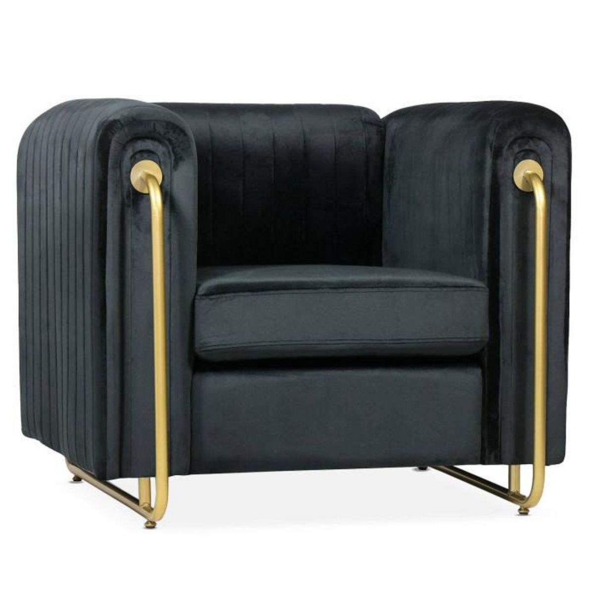 Paris Prix Fauteuil Art Déco en Velours  Wardde  93cm Noir