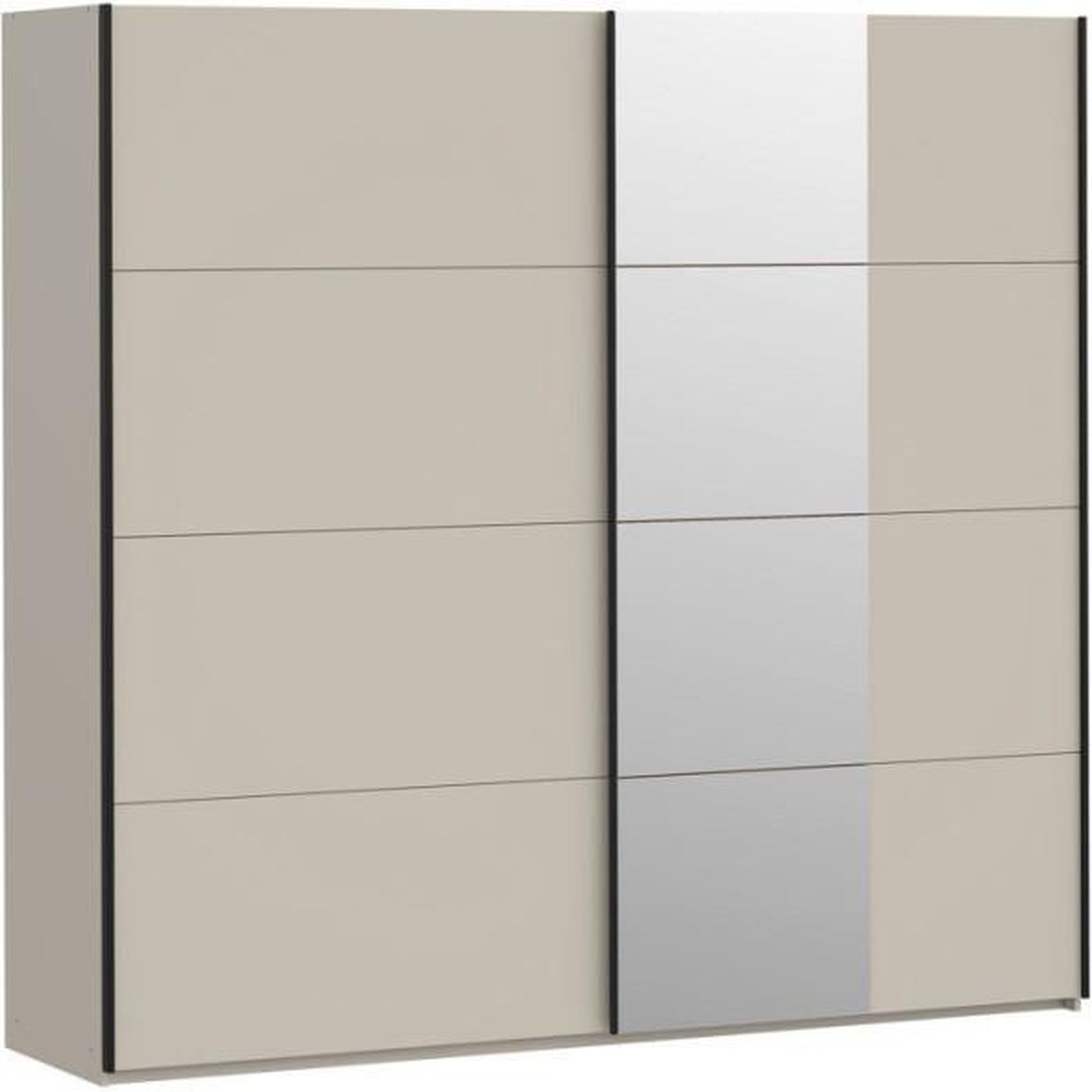 Voir la diapositive 4 : MARKET24 Armoire de chambre - Décor Sable - 2 portes coulissantes - Miroir - L220,1 x P61,2 x H210,5 cm