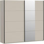 Voir la diapositive 4 : MARKET24 Armoire de chambre - Décor Sable - 2 portes coulissantes - Miroir - L220,1 x P61,2 x H210,5 cm