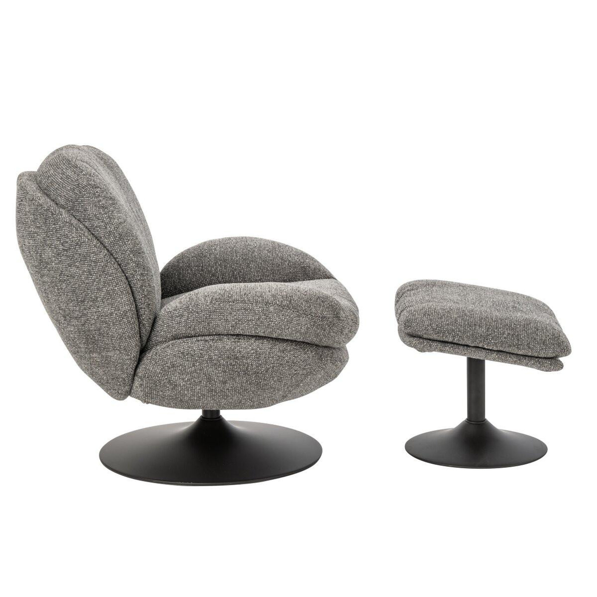 Voir la diapositive 3 : J-LINE Fauteuil avec pouf repose-pieds  helle  88cm gris