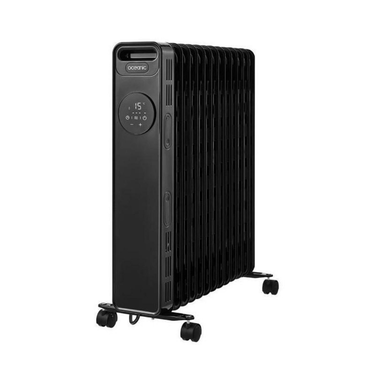OCEANIC Radiateur electrique bain dhuile 2500W OCEANIC - 3 puissances - Thermostat electronique - Telecommande - Mobile - Noir