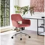  Chaise de bureau en velours rose, réglable en hauteur, base de poulie, 56*56*69.5-79cm