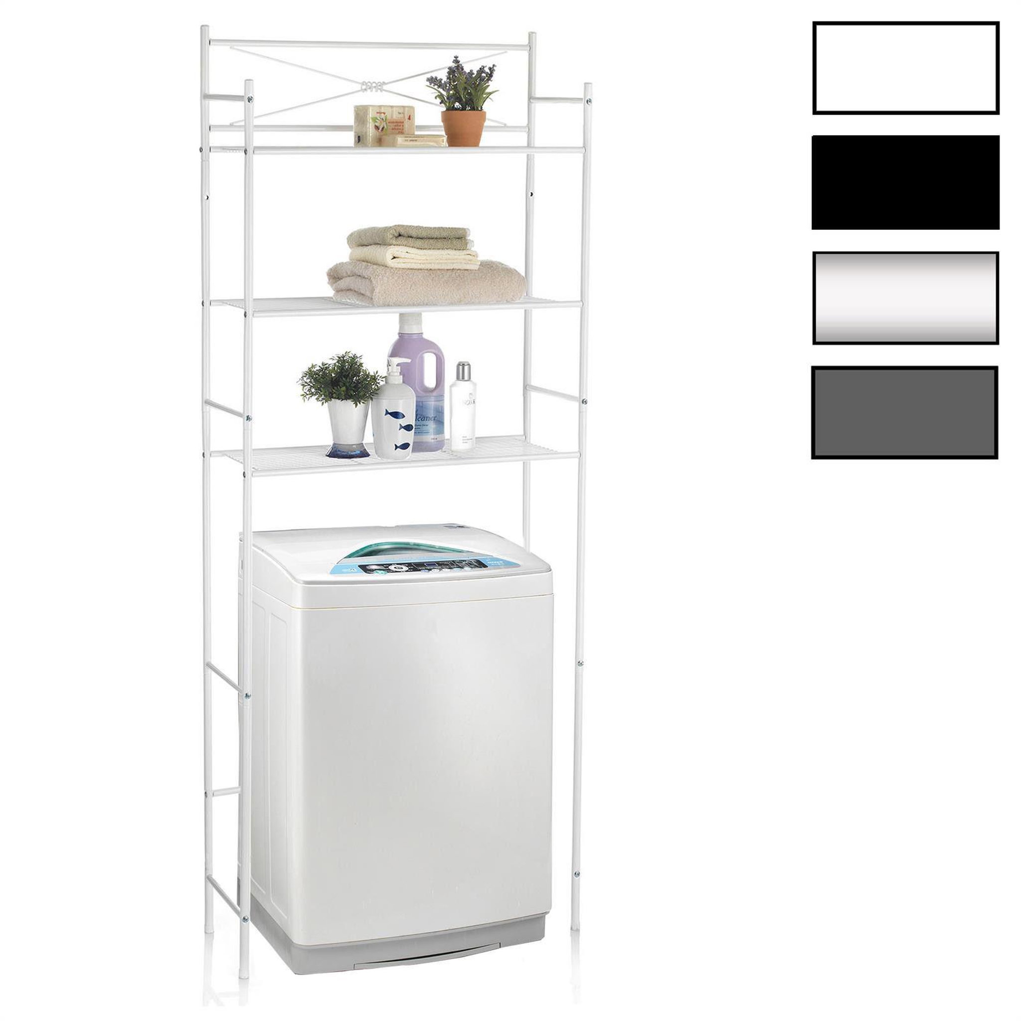IDIMEX Etagère de salle de bain marsa, rangement pour wc/lave-linge, en métal. Coloris disponibles : Gris, Noir, Blanc