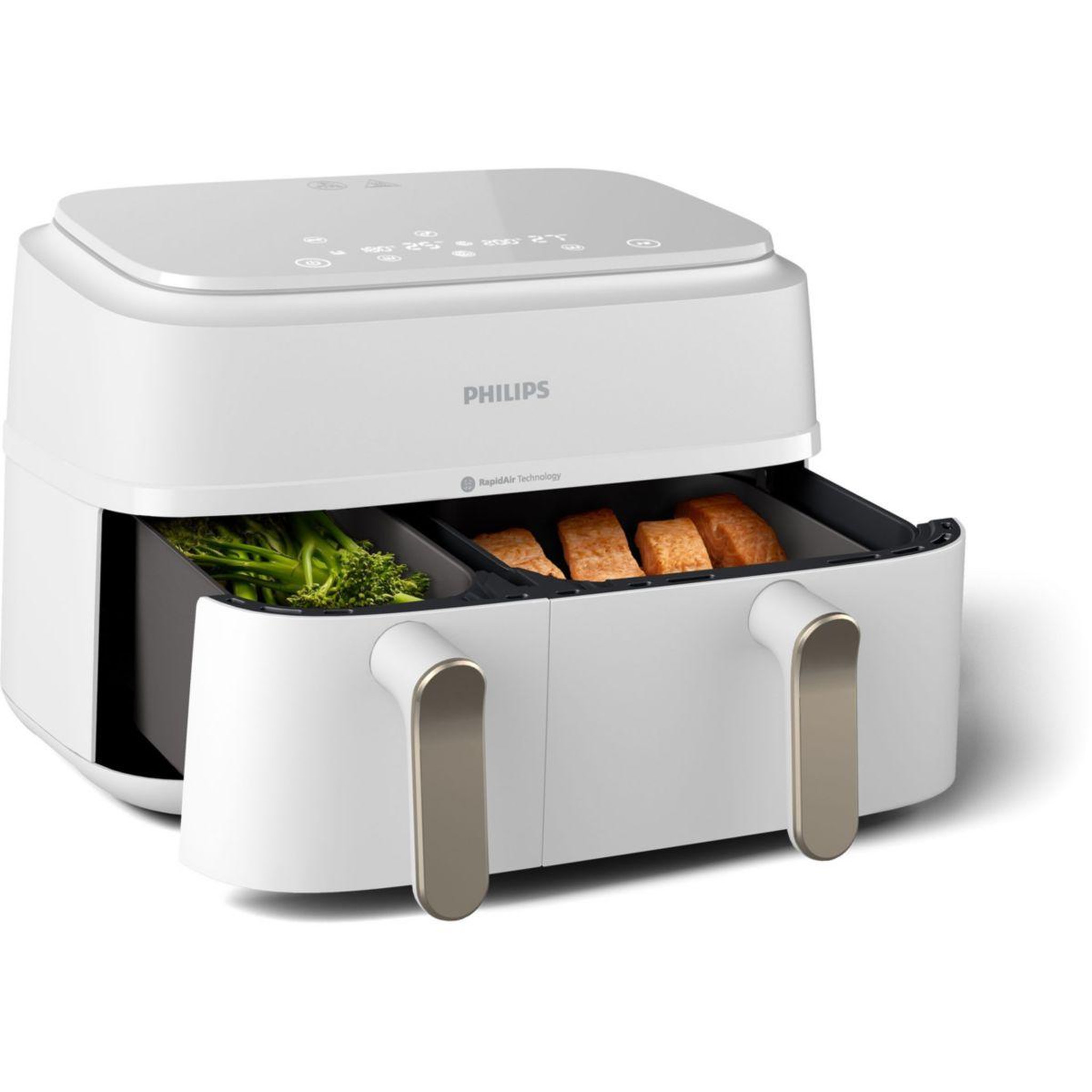 Voir la diapositive 3 : Philips Airfryer NA353/10 friteuse sans huile double panier Blanc/Doré, Série 3000 9L (3+6L)