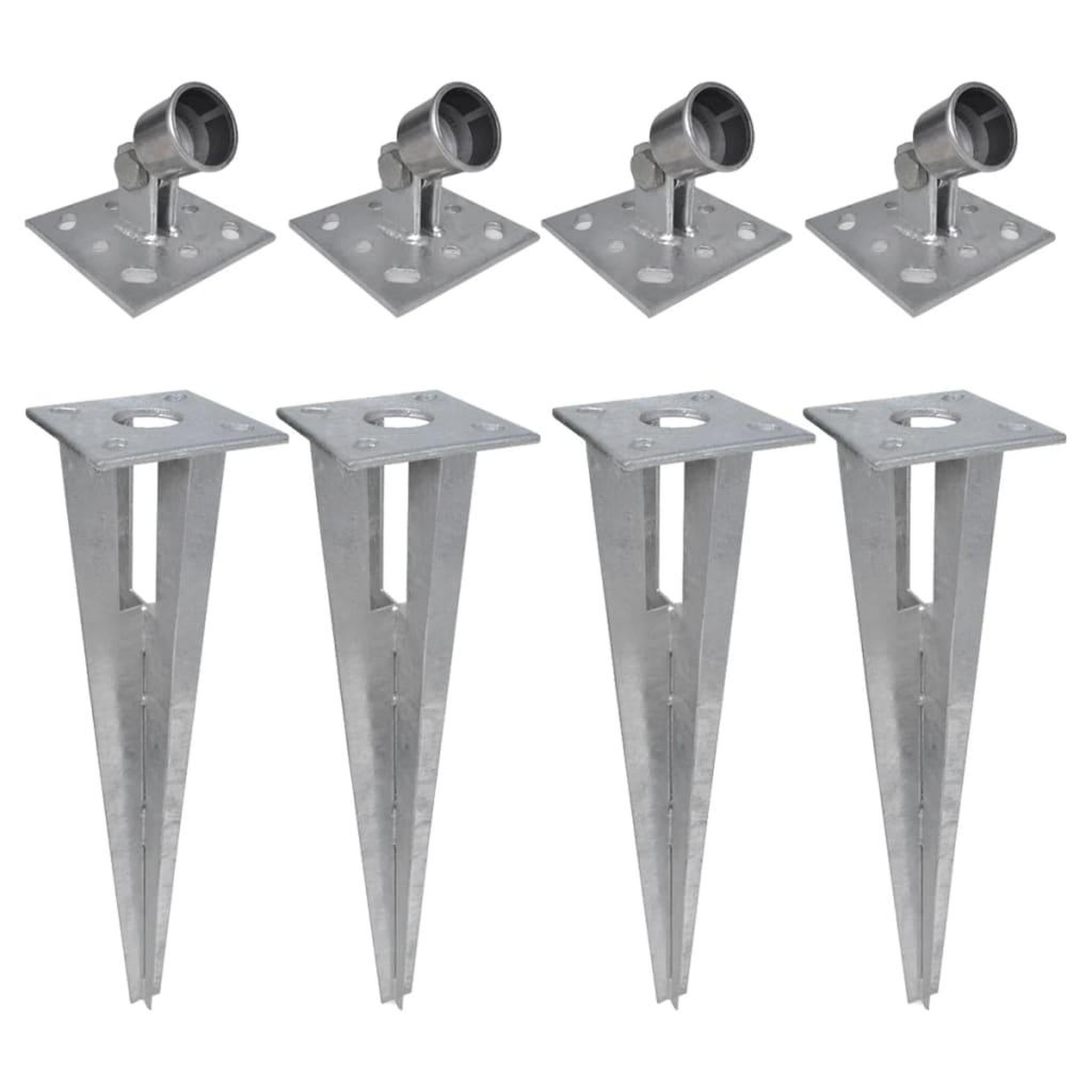 Voir la diapositive 1 : VIDAXL Piquets de poteau d'appui 4 pcs Acier