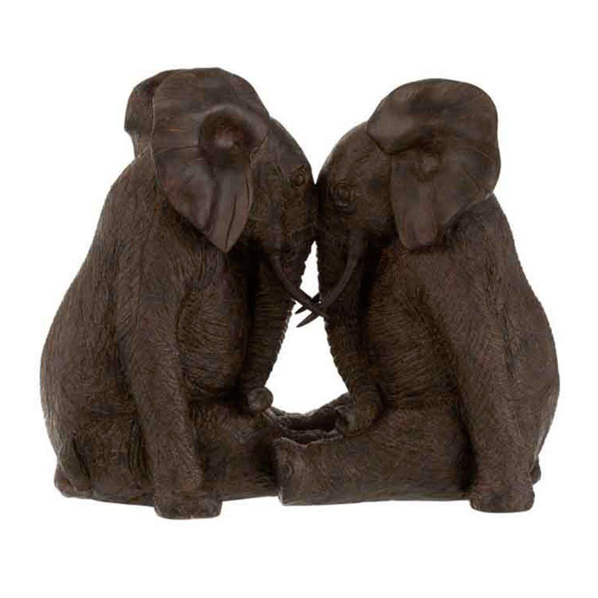 J-LINE Statuette déco  couple d'éléphants  38cm marron