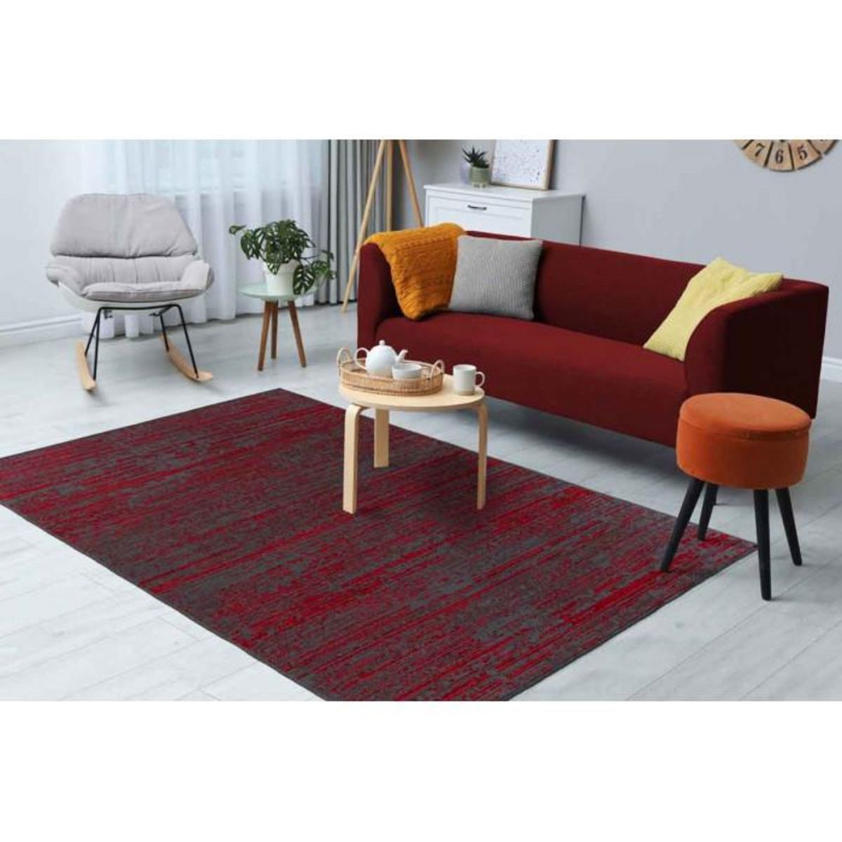 Paris Prix Tapis Tissé à Poils Plats Vintage  Kalevi  Rouge