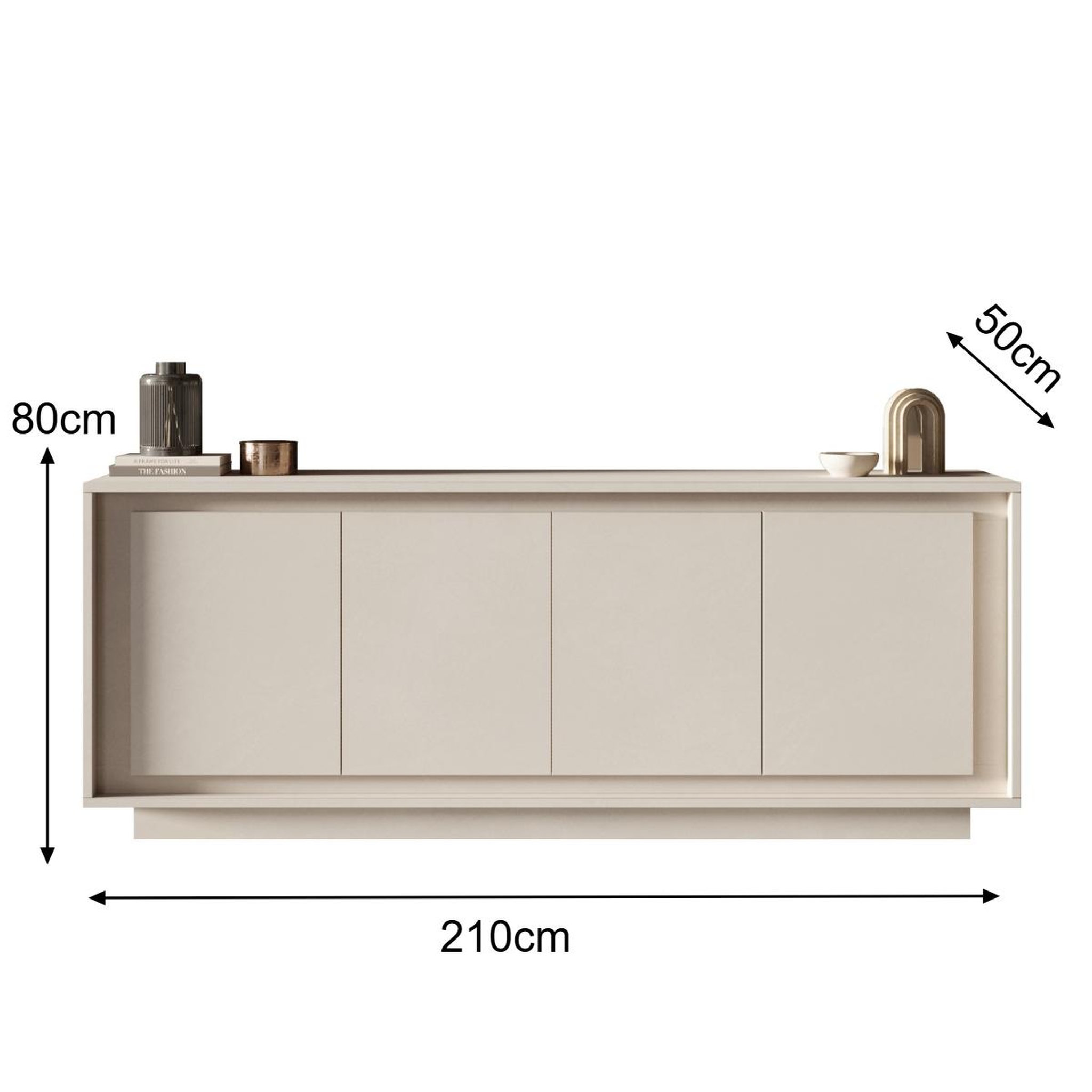 Voir la diapositive 5 : JLC KREATION Buffet bas moderne beige 4 portes 210cm yori
