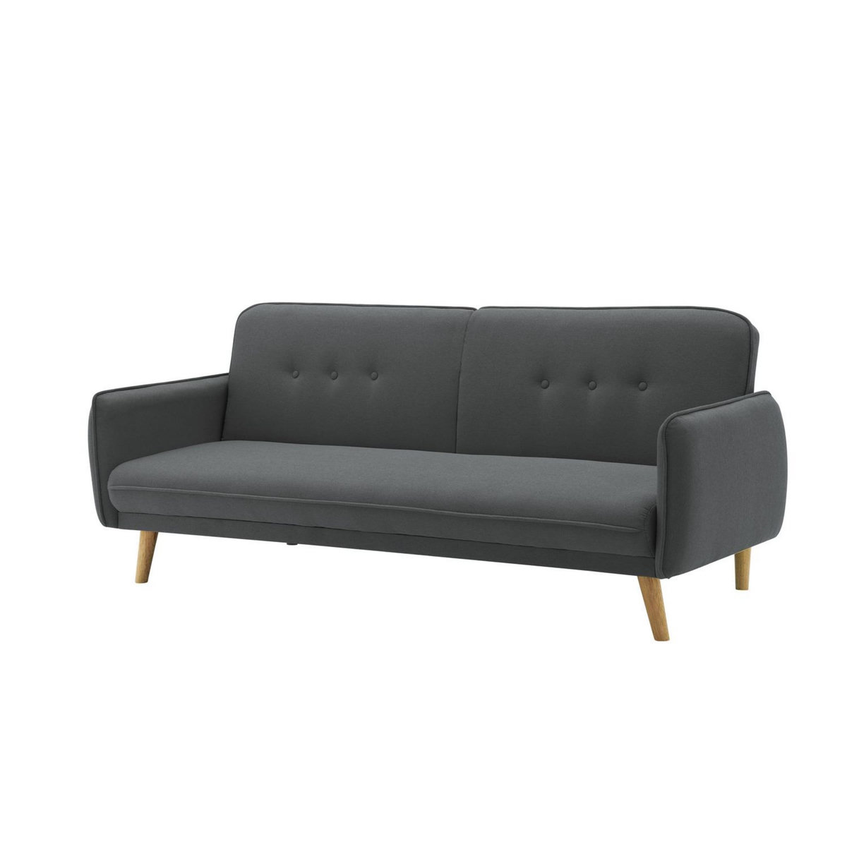 CONCEPT USINE Canapé scandinave convertible 3 places en tissu gris foncé NORA