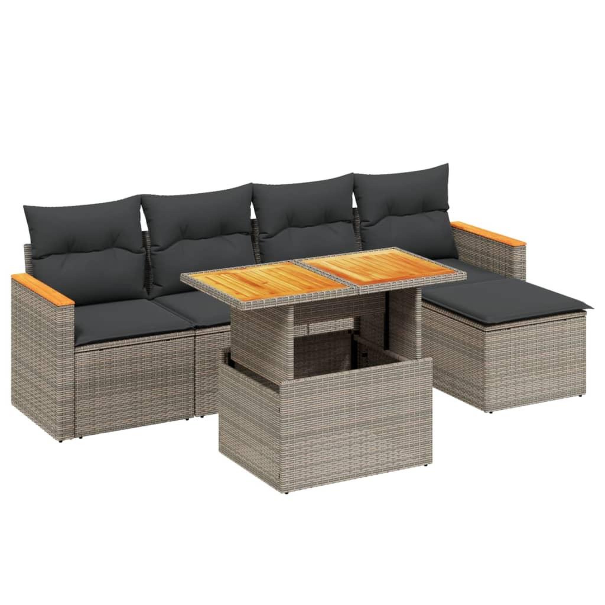Voir la diapositive 2 : VIDAXL Salon de jardin 6 pcs avec coussins gris resine tressee