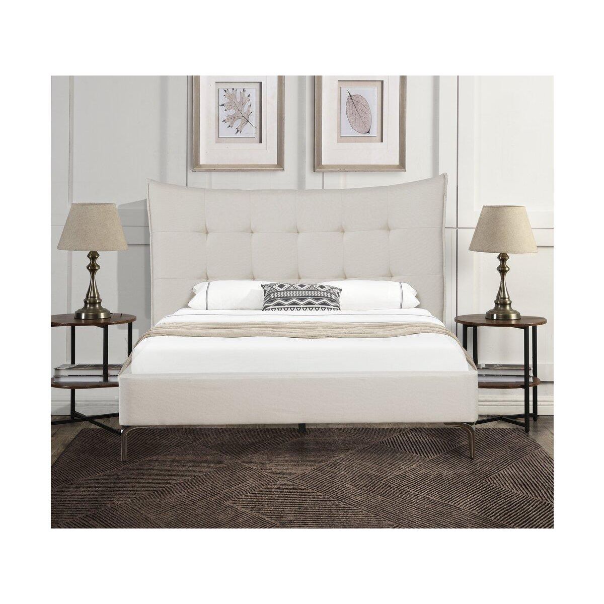 Habitat et Jardin Lit double en tissu capitonné   Aspen  140 x 190 cm - Beige